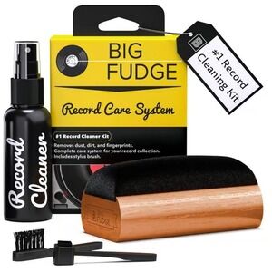 Big Fudge Vinyl Record Cleaning Kit 4-in-1 Care System with Velvet Brush & Fluid